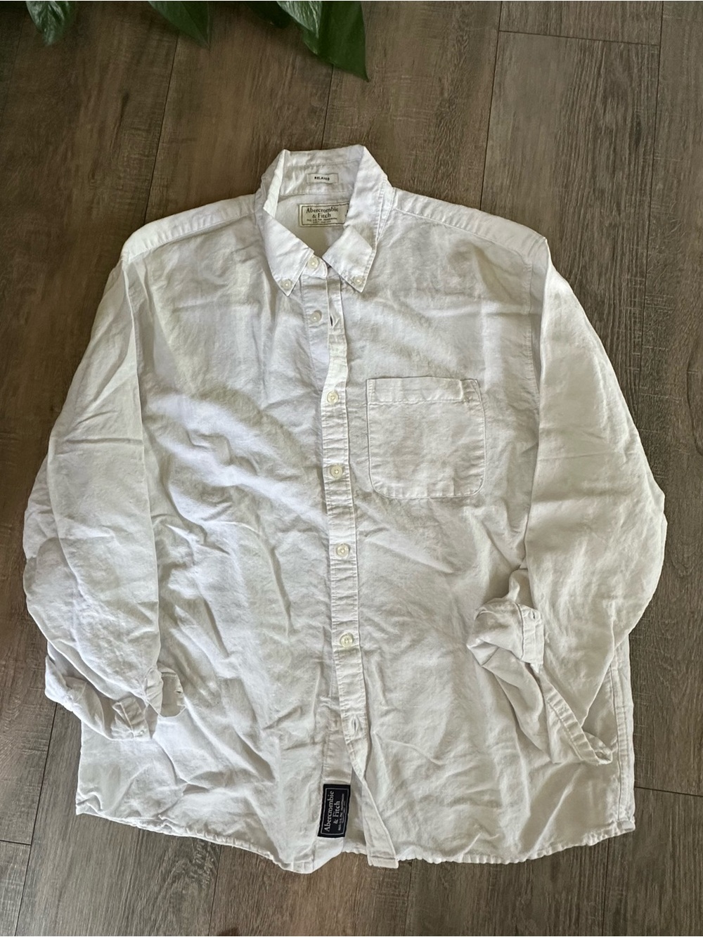 Abercrombie & Fitch white Mens button up Long Sleeve Shirt Large